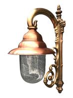 Nostalgische wandlamp, tuinlamp, geheel messing gepatineerd,, Ophalen of Verzenden, Nieuw