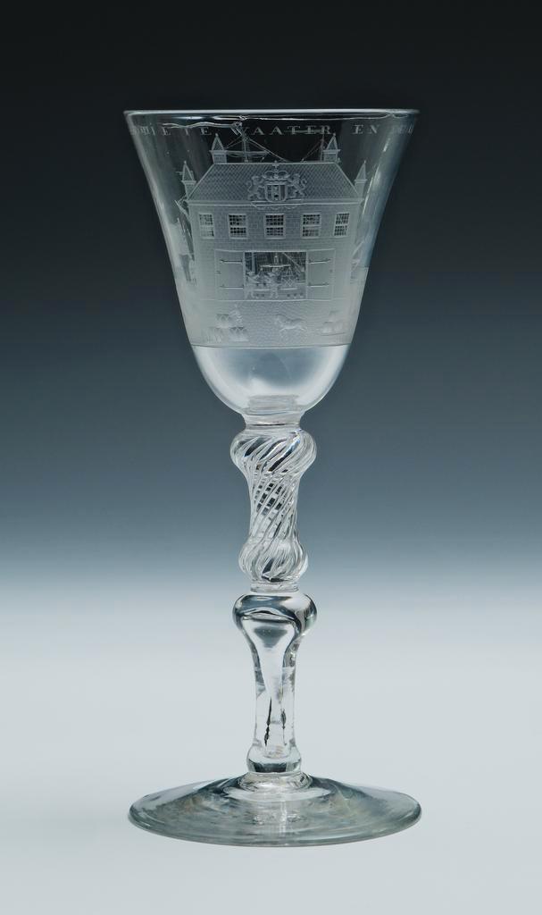 Wijnglas, nederlands ingegraveerd, Antiek en Kunst, Antiek | Glas en Kristal, Ophalen