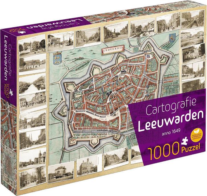 Cartografie Leeuwarden Puzzel (1000 stukjes) | Tuckers Fun, Hobby en Vrije tijd, Denksport en Puzzels, Nieuw, Verzenden