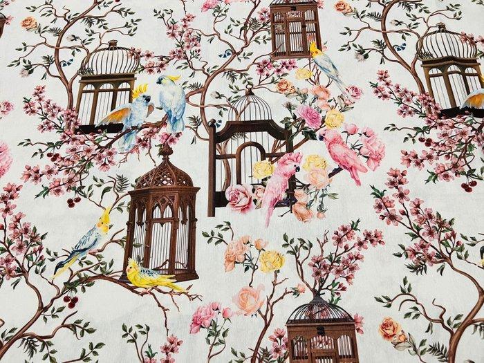 Harmonie en Vrijheid - Katoenen weefsel met kooien en, Antiek en Kunst, Antiek | Kleden en Textiel