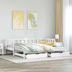 vidaXL Slaapbank met onderschuifbed/lades zonder matras, Eenpersoons, Verzenden, Wit, Nieuw