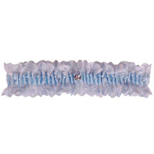 Blauwe Kousenband grote maat - met kant en strass steentje N, Kleding | Dames, Trouwkleding en Trouwaccessoires, Blauw, Nieuw