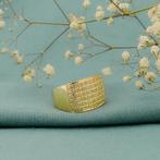 Gouden cocktail ring met zirconia (unieke ring, opvallend), Sieraden, Tassen en Uiterlijk, Ringen, Gebruikt, Overige kleuren, Ophalen of Verzenden