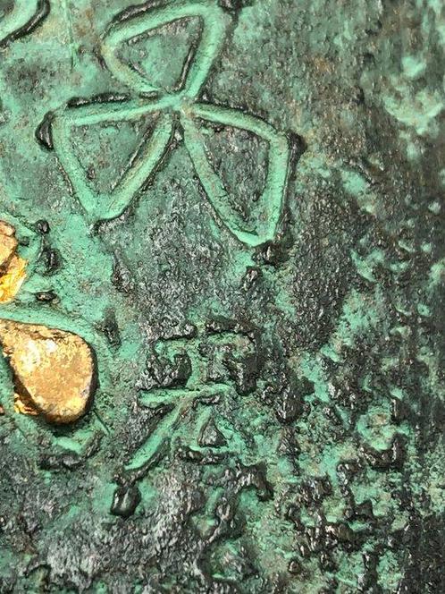 Vaas - Brons - Japan - Gouden Bloemenpatroon, Antiek en Kunst, Antiek | Overige Antiek
