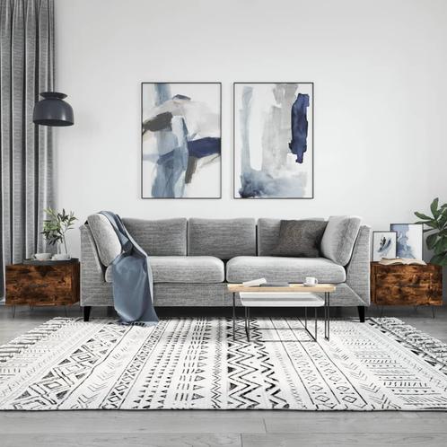 vidaXL Salontafels 2 st 50x50x40 cm bewerkt hout gerookt, Huis en Inrichting, Tafels | Salontafels, 50 tot 100 cm, Nieuw, Overige houtsoorten
