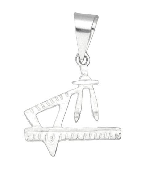 Zilveren Passer Geodriehoek en Lineaal kettinghanger, Sieraden, Tassen en Uiterlijk, Kettinghangers, Verzenden