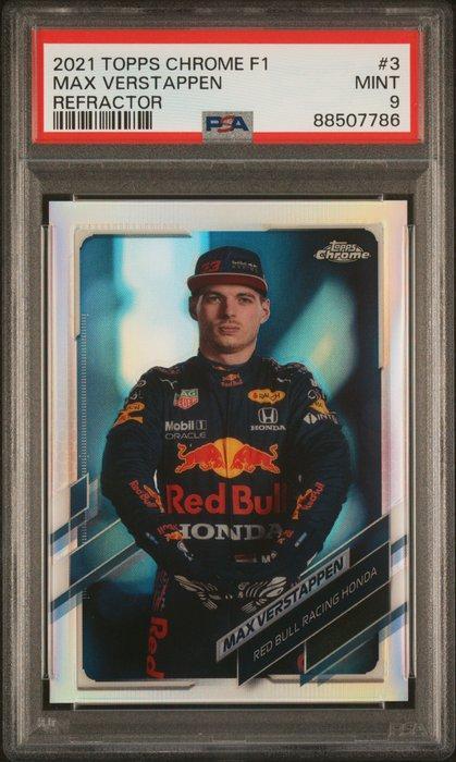 2021 Topps Chrome F1 Max Verstappen #3 Refractor PSA 9, Hobby en Vrije tijd, Verzamelkaartspellen | Overige