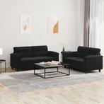 vidaXL 2-delige Loungeset met kussens microvezelstof zwart, Verzenden, Nieuw, Vierpersoons of meer, Stof