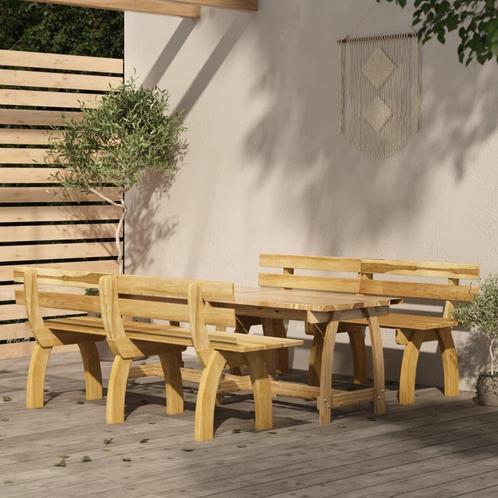 vidaXL 3-delige Tuinset geïmpregneerd grenenhout, Tuin en Terras, Tuinsets en Loungesets, Tuinset, Nieuw, 6 zitplaatsen, Verzenden