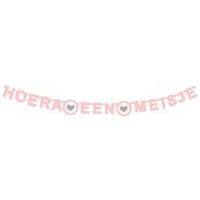 Geboorte Letterslinger Hoera Een Meisje 1,85m, Hobby en Vrije tijd, Feestartikelen, Ophalen of Verzenden