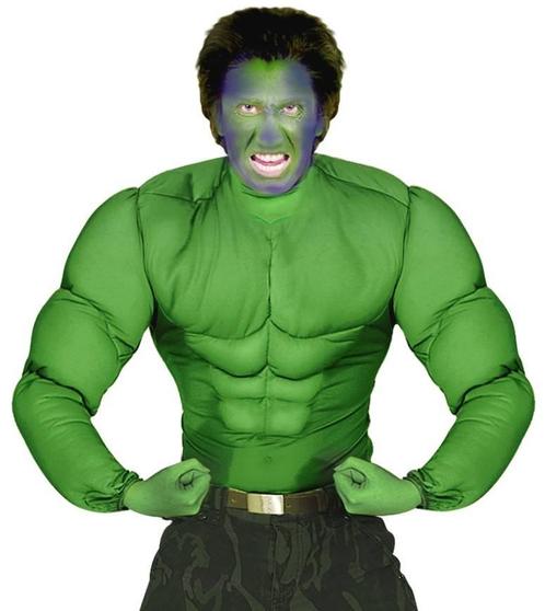 Hulk spierballen shirt groen, Hobby en Vrije tijd, Feestartikelen, Nieuw, Ophalen of Verzenden