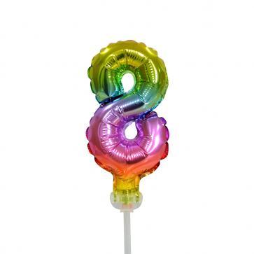 Folie Ballon Cijfer 8 Regenboog 13cm leeg, Hobby en Vrije tijd, Feestartikelen, Nieuw, Verzenden