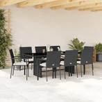 vidaXL 9-delige Tuinset poly rattan zwart, Nieuw, 8 zitplaatsen, Tuinset, Verzenden
