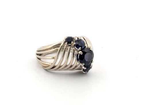 Ring - 18 karaat Witgoud Saffier, Sieraden, Tassen en Uiterlijk, Ringen