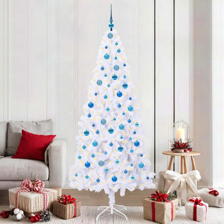 vidaXL Kunstkerstboom met 300 LED Wit 210 cm PVC en staal, Diversen, Kerst, Nieuw, Verzenden