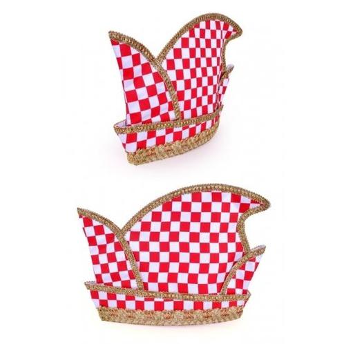 Prins Carnaval hoed rood/wit geblokt voor volwassenen - Fe.., Hobby en Vrije tijd, Feestartikelen, Verzenden