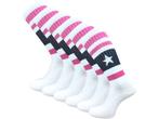 6 paar Kniekousen - Sportlook - Ster - Wit/Roze, Kleding | Dames, Verzenden, Nieuw