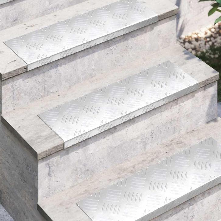 vidaXL Checker Plaat 5 pcs Zilver 60 x 18 cm Aluminium, Doe-het-zelf en Verbouw, Ladders en Trappen, Nieuw, Verzenden