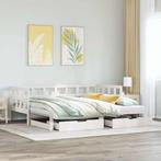 vidaXL Slaapbank met onderschuifbed/lades zonder matras, Huis en Inrichting, 90 cm, Eenpersoons, Verzenden, Wit