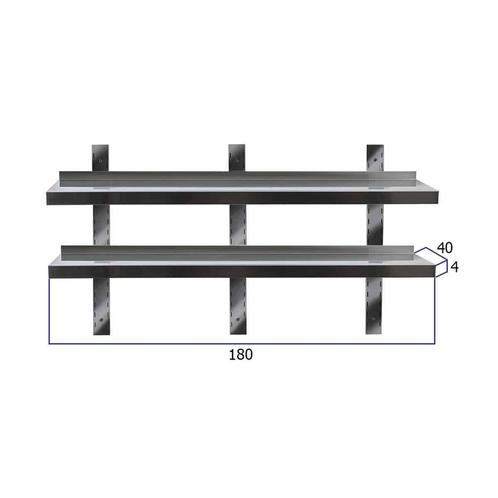HCB Dubbel wandschap - 180 x 40 cm - RVS, Zakelijke goederen, Horeca | Keukenapparatuur, Nieuw in verpakking, RVS Meubilair, Verzenden