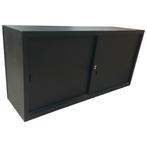 Lage schuifdeurkast, zwart, 2 legborden, incl 1 sleutel,, Ophalen of Verzenden, Gebruikt