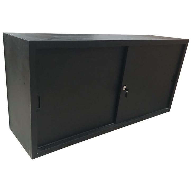 Lage schuifdeurkast, zwart, 2 legborden, incl 1 sleutel,, Doe-het-zelf en Verbouw, Overige Doe-het-zelf en Verbouw, Gebruikt, Ophalen of Verzenden
