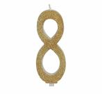 Gouden Kaars 8 Jaar Glitter 12,5cm, Verzenden, Nieuw