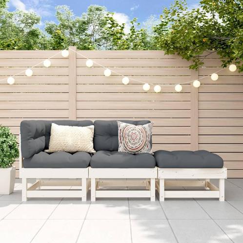 vidaXL 3-delige Loungeset massief grenenhout wit, Tuin en Terras, Tuinsets en Loungesets, Loungeset, Nieuw, Verzenden