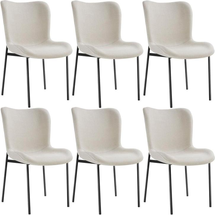 Gestoffeerde stoel Tessa - Geweven stof gebroken wit/zwart,, Huis en Inrichting, Stoelen, Verzenden