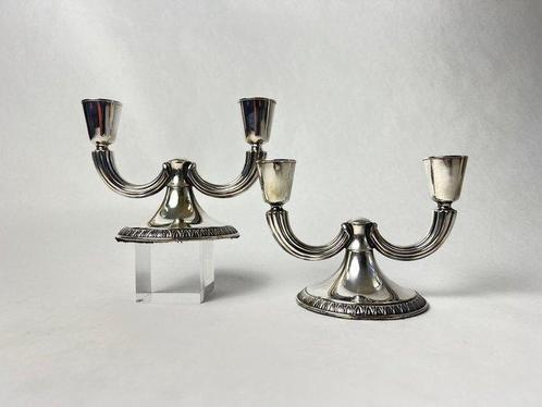 Gotlieb Kurz - Kandelaar (2) - .835 zilver - twee-armig, Antiek en Kunst, Antiek | Goud en Zilver
