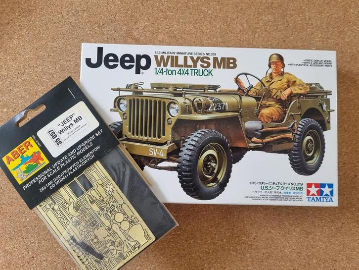 Tamiya 35219 Jeep Willys MB 1:35 + Aber PE set, Hobby en Vrije tijd, Modelbouw | Auto's en Voertuigen, Tamiya, Verzenden