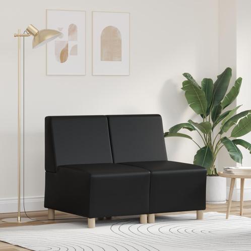 vidaXL Bankstoelen 2 pcs Zwart 55 x 74 x 82 cm Kunstleer, Huis en Inrichting, Banken | Bankstellen, Nieuw, Minder dan 150 cm, Leer