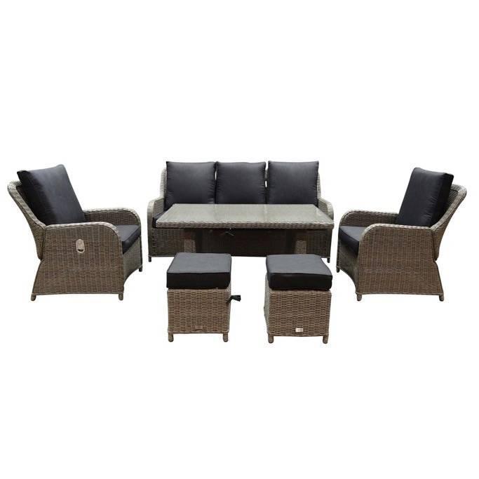 Bilbao stoel-bank dining loungeset verstelbaar 6-delig grijs, Tuin en Terras, Tuinsets en Loungesets, Nieuw, Wicker, Ophalen of Verzenden
