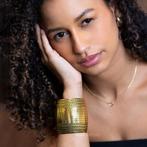 Afrikaanse stijl Bangle armband sieraad - Golft - Goud, Sieraden, Tassen en Uiterlijk, Armbanden, Nieuw, Ophalen of Verzenden