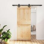 vidaXL Schuifdeur met beslag 85x210 cm massief grenenhout, Doe-het-zelf en Verbouw, Deuren en Horren, Verzenden, Nieuw