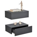 Wandplank met lade set van 2 zwevend 46x30x15 cm donkergrijs, Huis en Inrichting, Woonaccessoires | Wandplanken en Boekenplanken