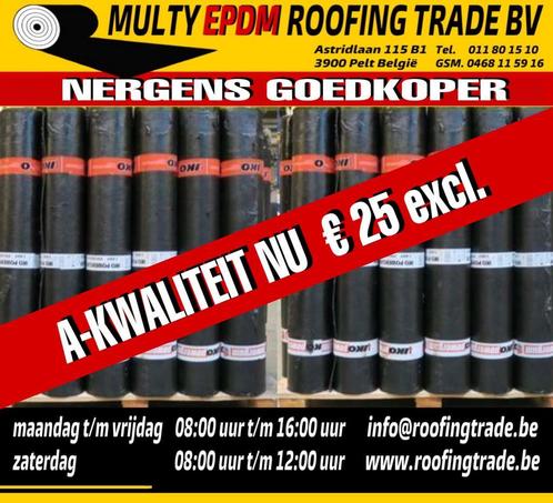 A Kwaliteit SBS brandrollen  IKO 5 x 1m 4mm dik  €25 OP=OP!!, Doe-het-zelf en Verbouw, Dakpannen en Dakbedekking, Dakleer, Overige kleuren