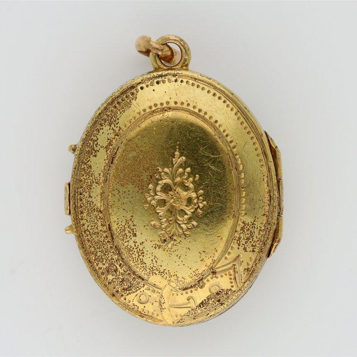 Medaillon - 14 karaat Geel goud - Parel - Emaille, Sieraden, Tassen en Uiterlijk, Antieke sieraden