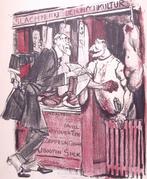 Wilhelm als slager in gesprek met Wilson op spotprent, Antiek en Kunst, Verzenden