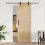 vidaXL Schuifdeur Naturel en zwart 83 x 232 cm, Doe-het-zelf en Verbouw, Verzenden, Nieuw