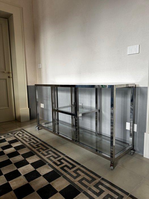 Wandtafel - Glas, Staal - Mid-Century Modern Chrome, Antiek en Kunst, Curiosa en Brocante