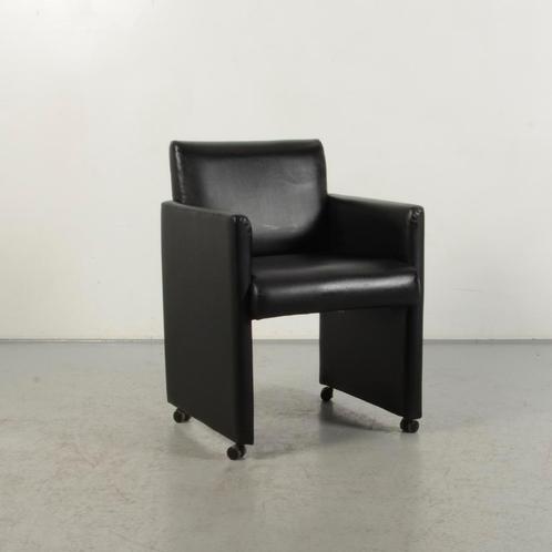 Vergaderstoel Frontseat - Zwart leder - Verrijdbaar, Huis en Inrichting, Bureaustoelen, Ophalen of Verzenden