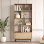 Boekenkast Kvænangen 175,5x84x29,5 cm eiken rotan look zwart, Huis en Inrichting, Verzenden, Nieuw