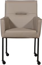 Set van 8 Taupe leren moderne eetkamerstoelen - Toledo Leer, Huis en Inrichting, Stoelen, Overige kleuren, Nieuw, Leer, Ophalen of Verzenden