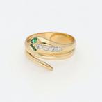Ring - 18 karaat Geel goud Smaragd - Diamant - Slang, Nieuw