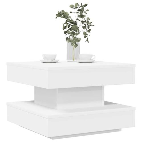 vidaXL Salontafel 360 graden draaibaar 50x50x34,5 cm wit, Huis en Inrichting, Tafels | Salontafels, 50 tot 100 cm, Nieuw, Overige houtsoorten