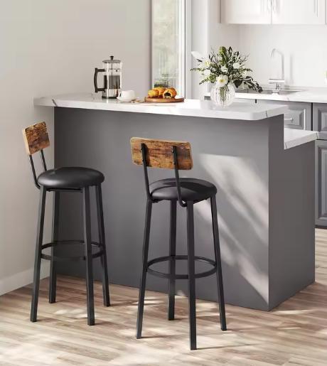 Set van 2 Barkrukken – Industrieel PU-Leder &amp; Staal, 75 cm, Huis en Inrichting, Keuken | Keukenelementen, Nieuw, Verzenden