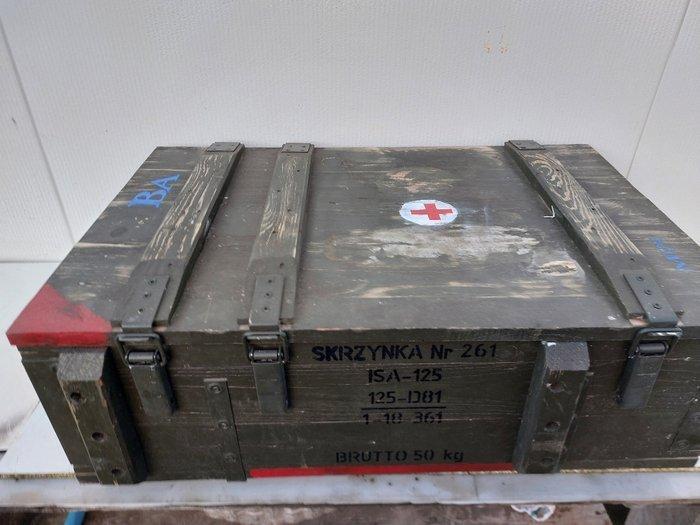 Kist - Hout - kist rode kruis, Antiek en Kunst, Antiek | Wandborden en Tegels