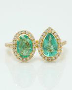 Statement ring - 14 karaat Geel goud - 1.74ct. tw. Smaragd -