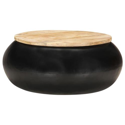 vidaXL Salontafel 68x68x30 cm massief mangohout zwart, Huis en Inrichting, Tafels | Salontafels, 50 tot 100 cm, Nieuw, Overige houtsoorten